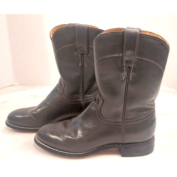 Vintage Justin Ropers Grey Kipskin Leather Boots Size 3 1/2 D and Matching Belt - Picture 6 of 13
